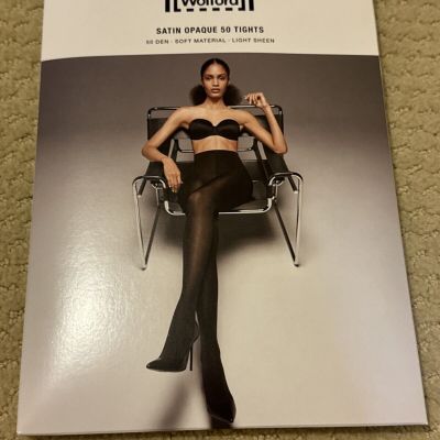 Rare Wolford Satin Opaque 50 Tights, XL Black